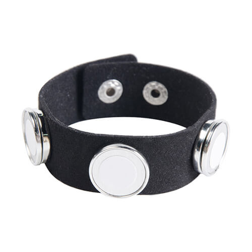 Suede bracelet with 3 circular plates - black Sublimation