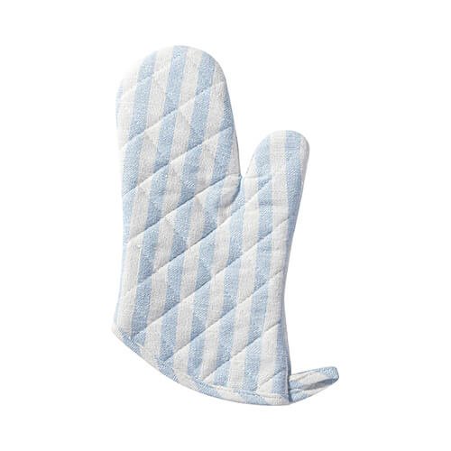 Heat-insulating oven mitt for sublimation - cream with blue stripes