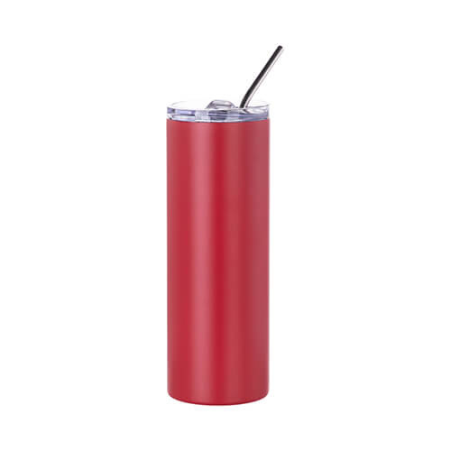 Mok van 600 ml met rietje voor sublimatie - rood mat