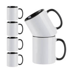 Set of 6 - 330 ml A + cups with black interior and sublimation handle