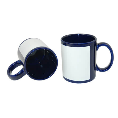 Mug 330 ml bleu marine avec patch blanc Sublimation Transfert Thermique