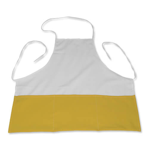 Tablier de cuisine blanc avec poches jaunes Sublimation Transfert Thermique