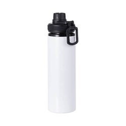 Botella de agua de aluminio blanco de 850 ml con tapón de rosca e inserto negro para sublimación