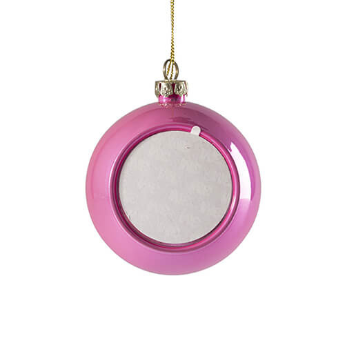 Boules de Noël en plastique pailleté ∅ 8 pour sublimation - rose