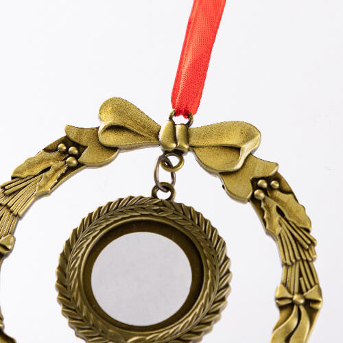 Pendentif arbre de Noël en métal pour sublimation - couronne dorée