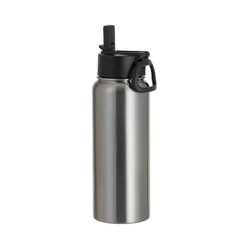 900 ml ūdens pudele ar platu muti un atlokāmu rokturi sublimācijai - sudraba krāsā