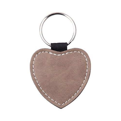 Leather key ring for sublimation - gray heart