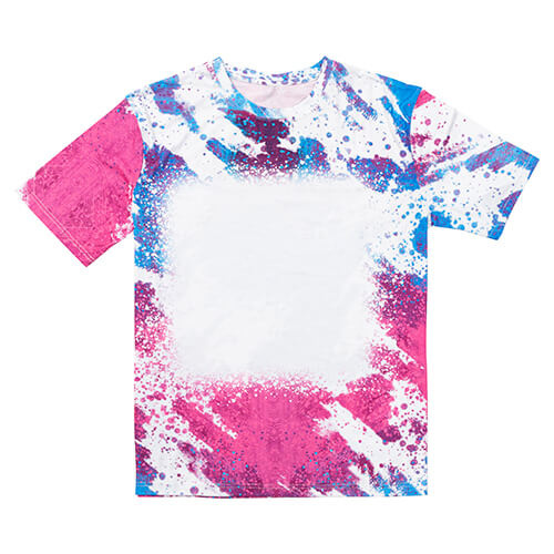 T-Shirt Cotton-Like Bleached Leopard Blue Pink voor sublimatie