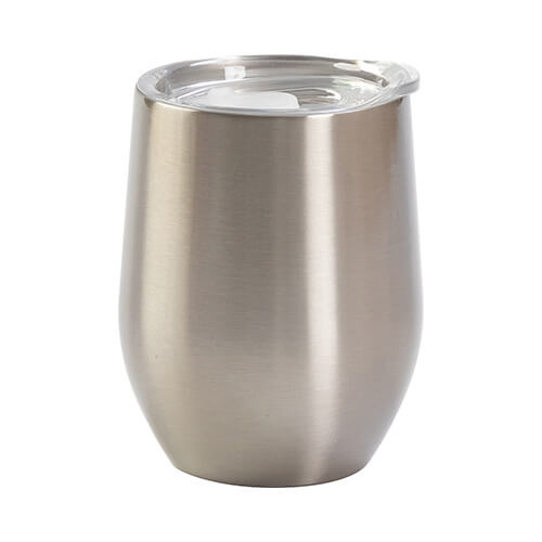 Mug à vin chaud 360 ml sublimable - argent avec trou d'abreuvement verrouillable