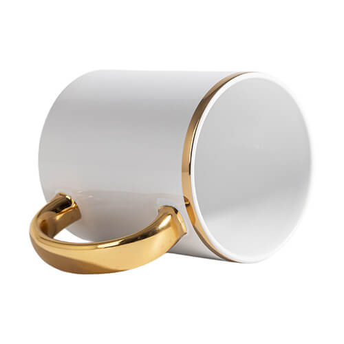 Mok 330 ml met gouden streep en oorstukje voor sublimatie