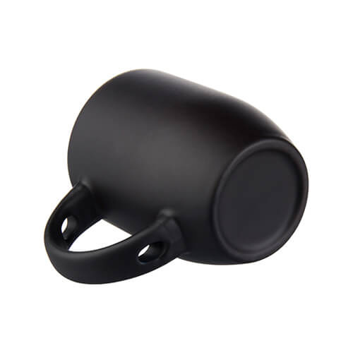 Cană magică cu lingură pentru sublimare - negru mat cu interior portocaliu pentru sublimare