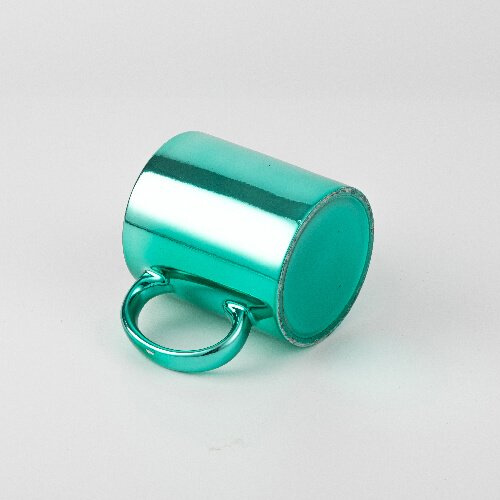 Taza 330 ml plateada para sublimación - verde con caja de cartón