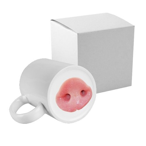 Krūzīte 330 ml sublimācijai ar apdruku apakšā - cūka + kartona kaste