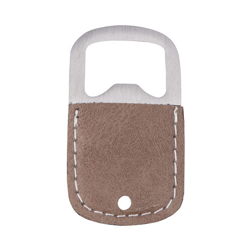 Bottle opener 3.2 x 5.2 cm in steel and leather for sublimation - Gray