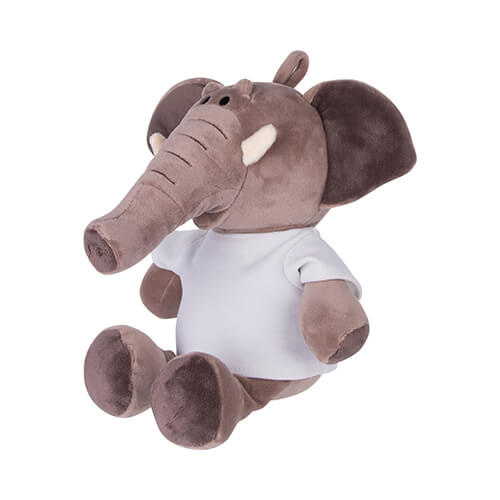 Elefant de pluș 22 cm cu tricou pentru imprimare prin sublimare - maro închis