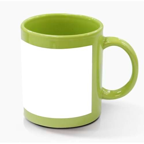 Mug 330 ml vert avec patch blanc Sublimation Transfert Thermique