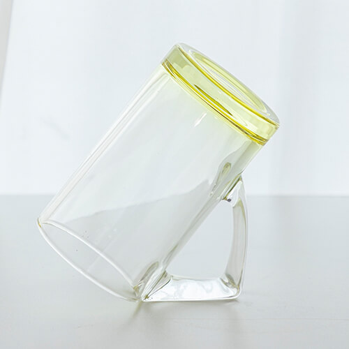 400 ml glaskrukke med trekantet håndtag til sublimering - gul bund