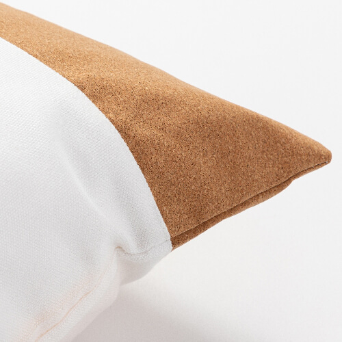 A linen pillowcase with two cork stripes for sublimation