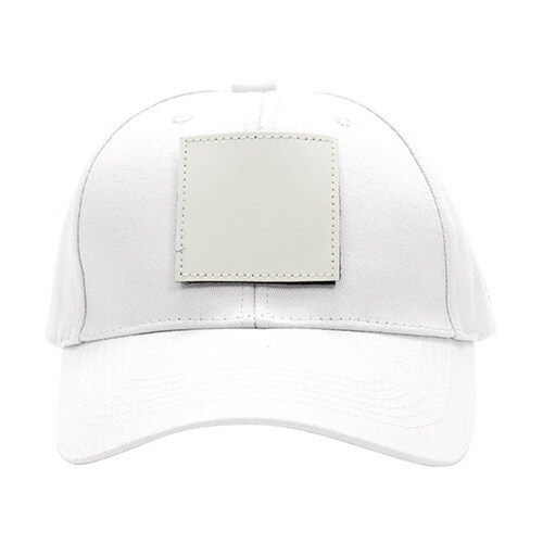 Cotton baseball cap with square velcro patch for sublimation - white