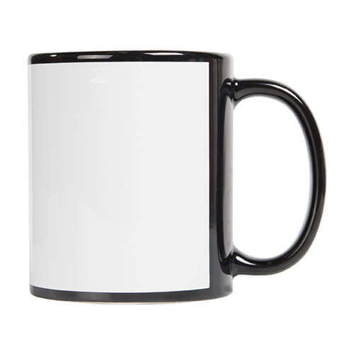 Black mug 330 ml with a white frame for sublimation