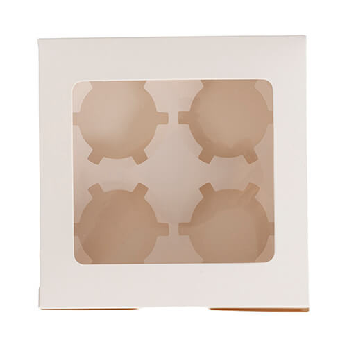 Decorative packaging with window for 4 baubles for sublimation - 16 x 16 x 7.7 cm