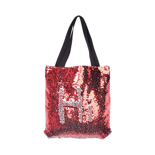 Bolsa de 35 x 38 cm con lentejuelas rojas para impresión por sublimación