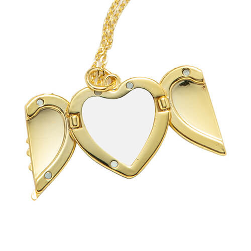 Collar corazón alas de ángel para sublimación - oro