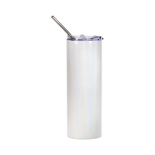 600 ml kruus koos kõrrega sublimatsiooni jaoks - Irisev valge