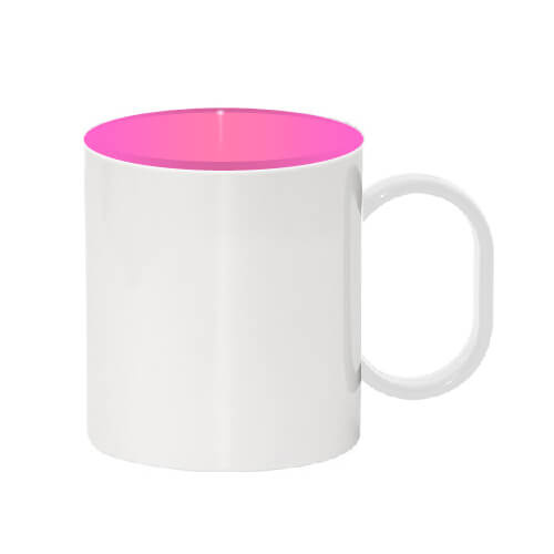 Mug plastique 330 ml intérieur rose Sublimation Transfert Thermique