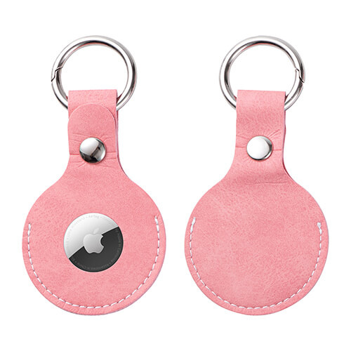 Nøglering i læder / AirTag-etui til sublimering - pink