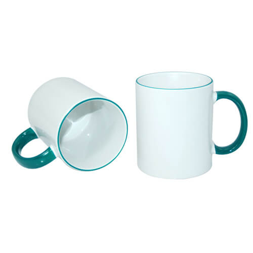 Taza A + 330 ml con asa verde Sublimación Transferencia Térmica