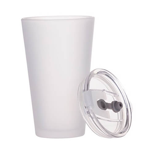 Pahar mat de 450 ml cu capac și pai pentru sublimare