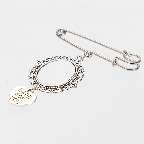 Broche ovale - épingle à nourrice avec pendentif en forme de coeur pour sublimation