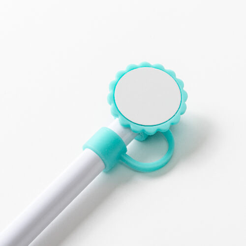 Silicone straw cap Ø 0,8 cm for sublimation - green flower