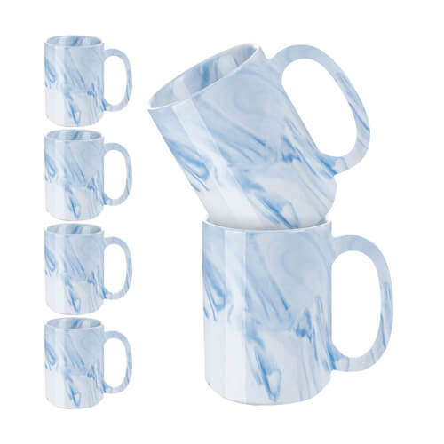 Set van 6 mokken 450 ml voor sublimatie - blauw marmer