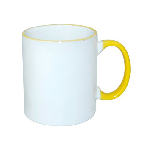 Mug blanc ECO 330 ml avec anse jaune Sublimation Transfert Thermique