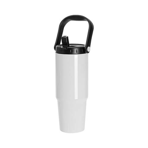 Mug de voyage en acier inoxydable 900 ml avec couvercle et embout pour sublimation - blanc