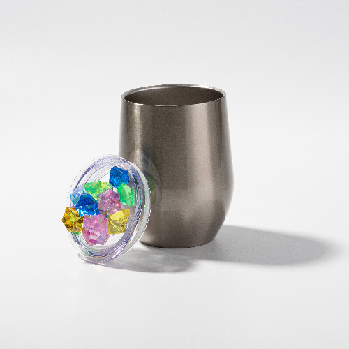 360 ml beker voor glühwein voor sublimatie - zilver, deksel met kunstmatig gekleurd ijs