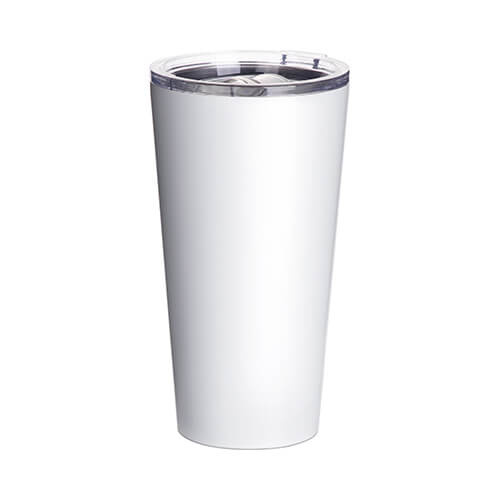 Mug en acier inoxydable de 480 ml pour sublimation - blanc avec un trou pour boire fermé