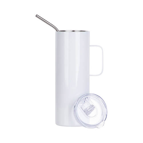 600 ml mug with a handle and a straw for sublimation - white
