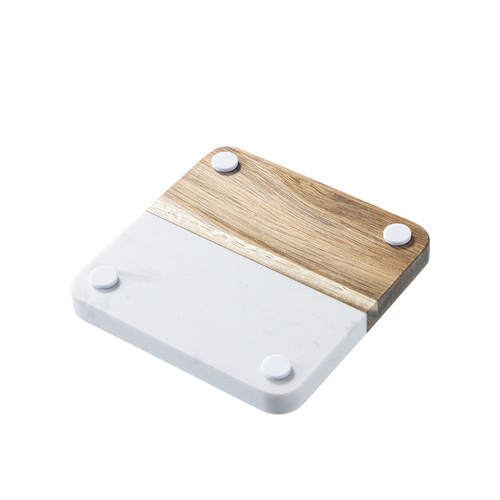 Set de 4 suporturi pătrate din marmură și lemn pentru căni pentru gravură