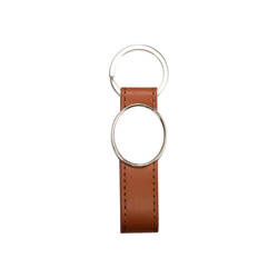 Leather and metal pendant for sublimation - oval - brown
