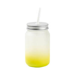 Mason Jar 450ml παγωμένη κούπα χωρίς λαβή για εξάχνωση - πράσινη διαβάθμιση λάιμ