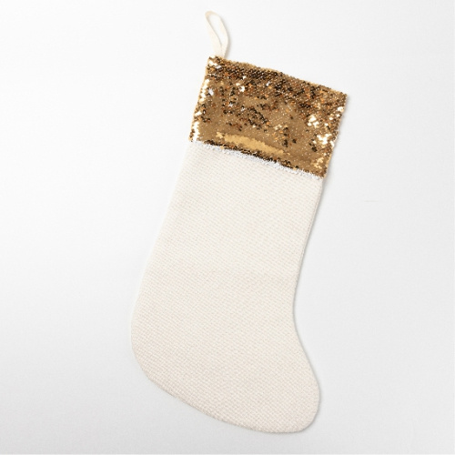 Chaussette de Noël à sequins dorés pour sublimation