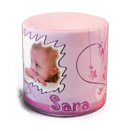 To-farvet satinpudebetræk til rund puf til sublimering - Pink