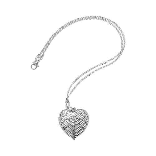 Hart engelvleugels ketting voor sublimatie - zilver
