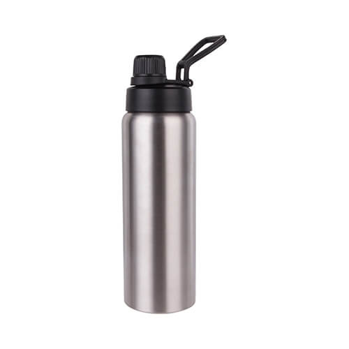 750 ml stainless steel water bottle with handle - silver