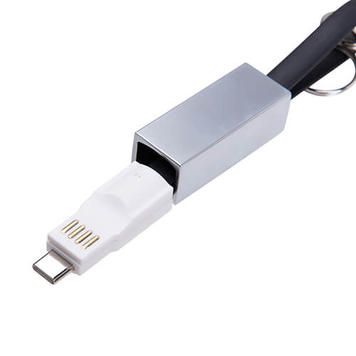 Kulcstartó - USB C adatkábel szublimációhoz - fekete