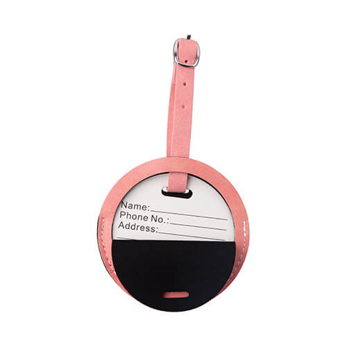 Leren bagagelabel voor sublimatie - roze cirkel