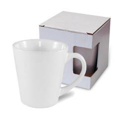 Latte ECO muki pieni valkoinen pahvilaatikolla KAR3 sublimaatio lämpösiirto